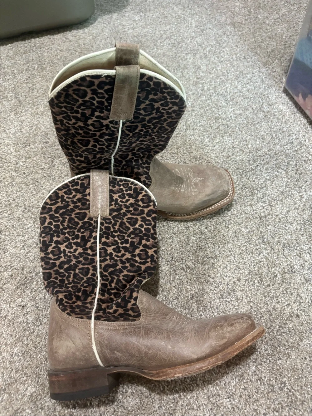 Roper Kids Brown Cowboy Boots with Leopard Shaft